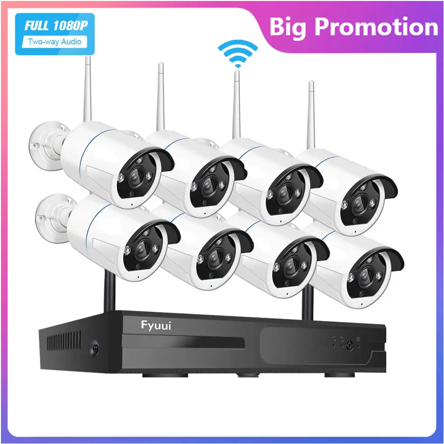 Комплект видеорегистратора 2 Мп Wi Fi 1080P IP камера 8 каналов H.265 + беспроводная