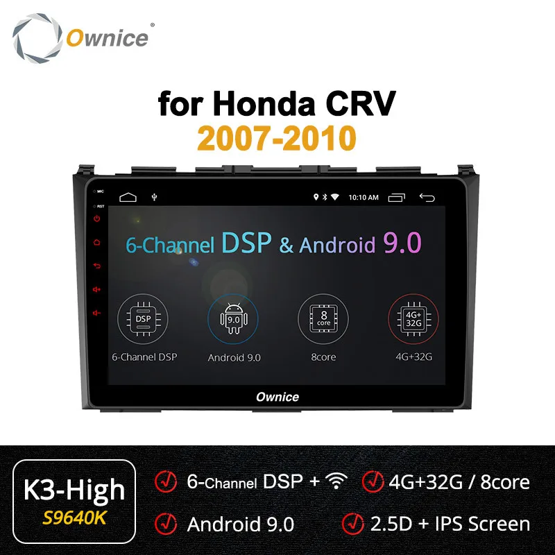 Ownice K1 K2 K3 Android 9,0 Octa 8 Core автомобильный dvd-плеер для Honda 2007 2008 2009 2010 CRV Navigation gps Навигация стерео видео 4G - Цвет: S9640 K3-High