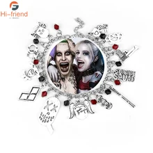 Комиксы отряд самоубийц Харли Квинн браслет с шармом посеребренные бейсбольные браслеты с летучей мышью браслеты для женщин ювелирные изделия