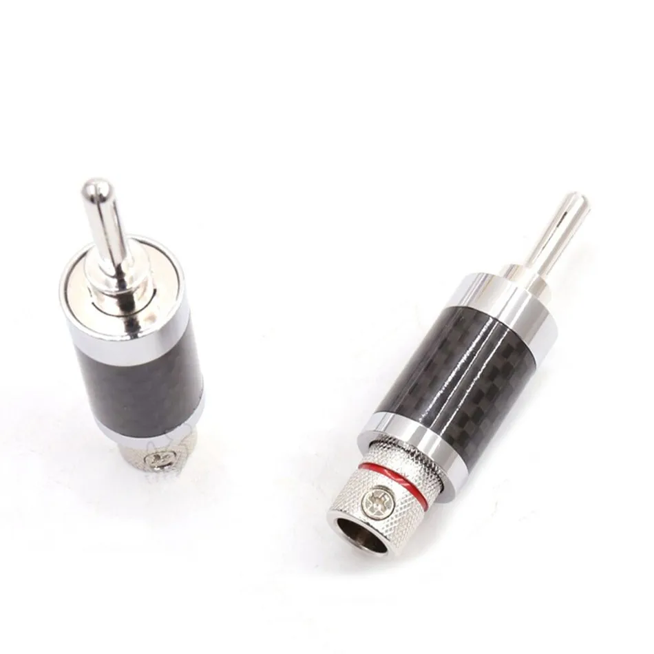 Hifi Banana Plug Carbon Fiber Rhodium Plating Speaker Terminal Binding Post Amplifier Audio Plug Connector Adapter Bananas Cable