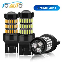 7443 SRCK T20 светодиодный W21/5 Вт W21W 7440 светодиодный лампы Автомобильный тормозной фонарь стоп-сигналы 57SMD 4014 чипы авто лампа белого красного и желтого цвета 12V