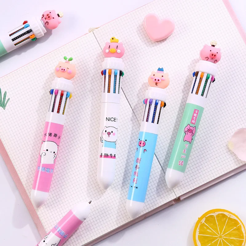 Милая поросенок 10 Цветов шариковая ручка красочная для рисования Kawaii розовая