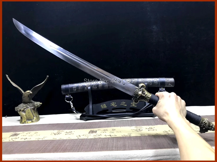 Chinese KungFu Broadsword Sword WuShu Da Dao Strong High Manganese Steel Blade Sharp Outdoors Fighting Broad Knife Saber