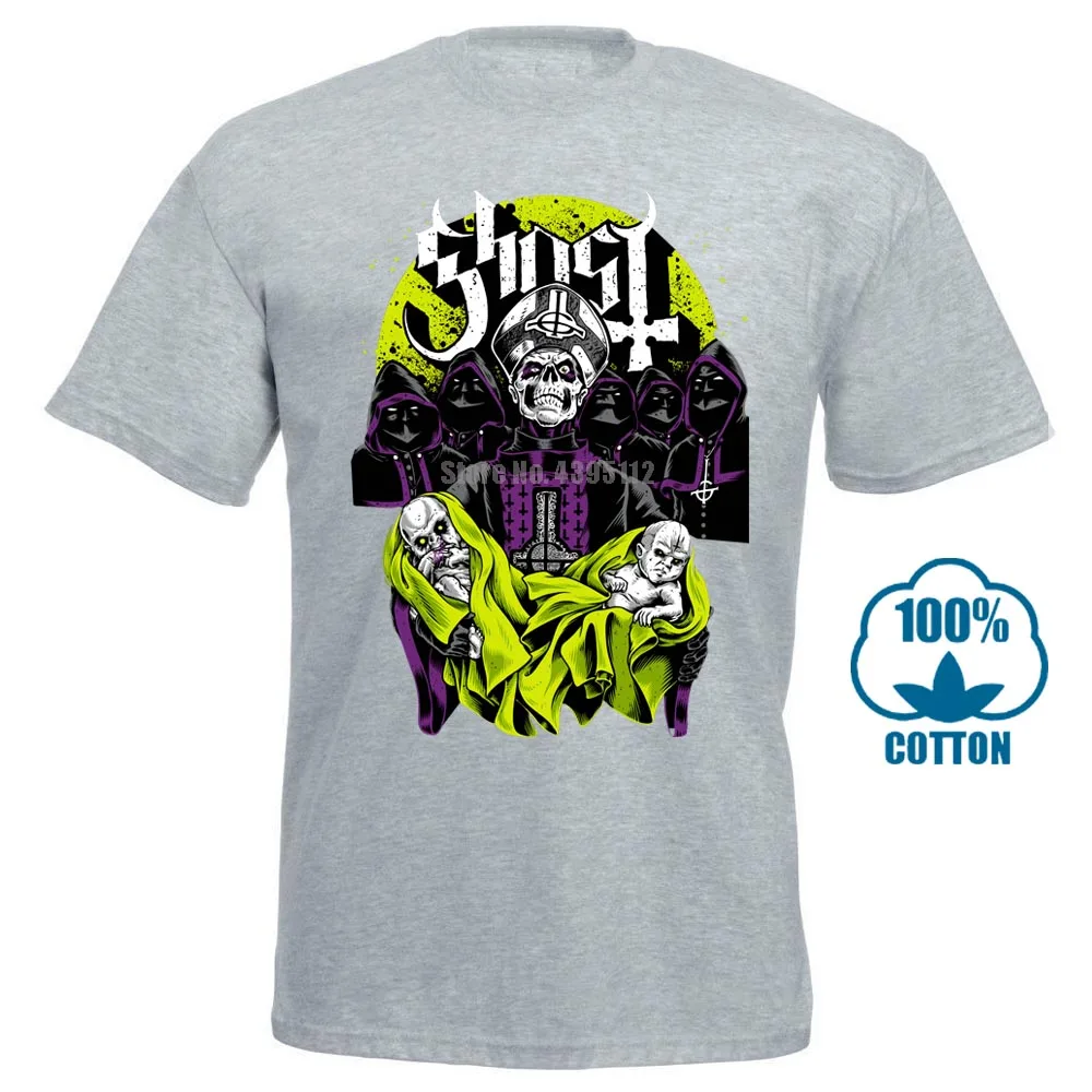 Ghost Bc Papa Emeritus рок группа Черная Футболка размер S M L XL 2XL 3XL - Цвет: Серый