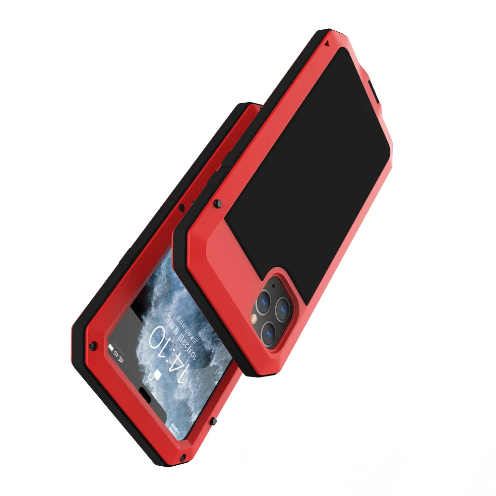 Новинка, три противоударных чехла для iPhone11, водонепроницаемый чехол для телефона iPhone11 pro max, металлический силиконовый чехол, сверхпрочная защита