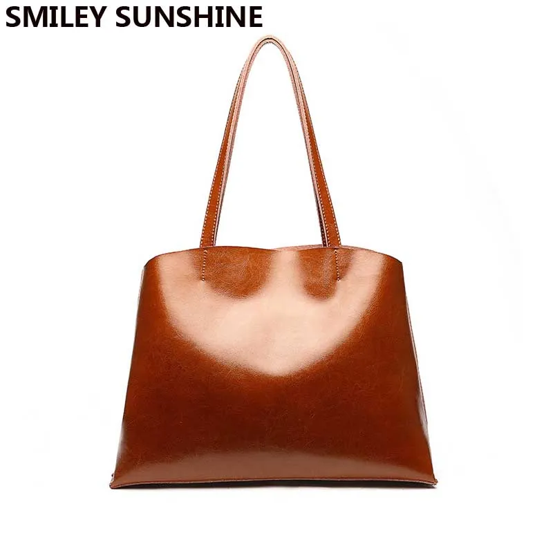 SMILEY SUNSHINE, высокое качество, мягкая натуральная кожа, женская сумка на плечо, большая емкость, женские кожаные сумки, роскошные дизайнерские сумки