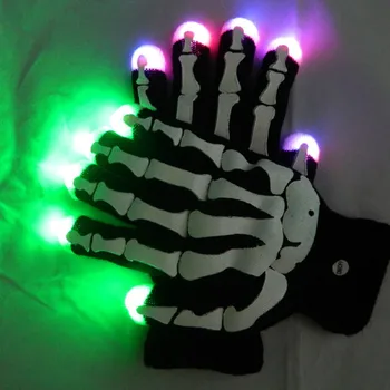 

2019 2pcs/pair Halloween Finger Flashing Light Gloves With LED Mittens Costumes Rave Party Party Dress Up Accessories