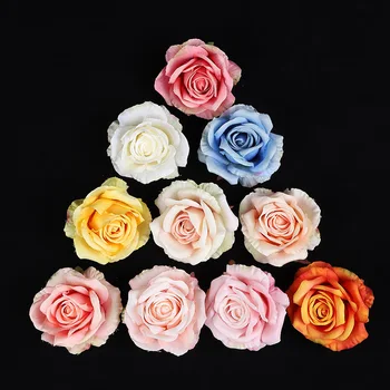 

10cm 30pcs Artificial Flowers Silk Roses Head Wedding Home Decor Accessories Diy Gifts Candy Box Scrapbooking Brooch Christmas