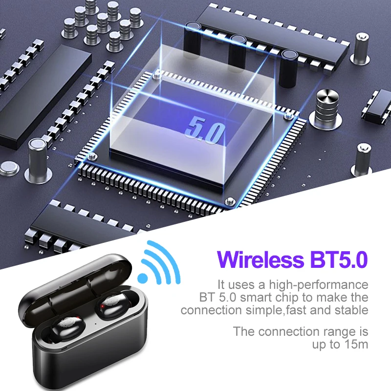 VTIN, беспроводные Bluetooth наушники, Bluetooth 5,0, бинауральные, с сенсорным управлением, наушники 1500 мА/ч/26, емкость oomAh