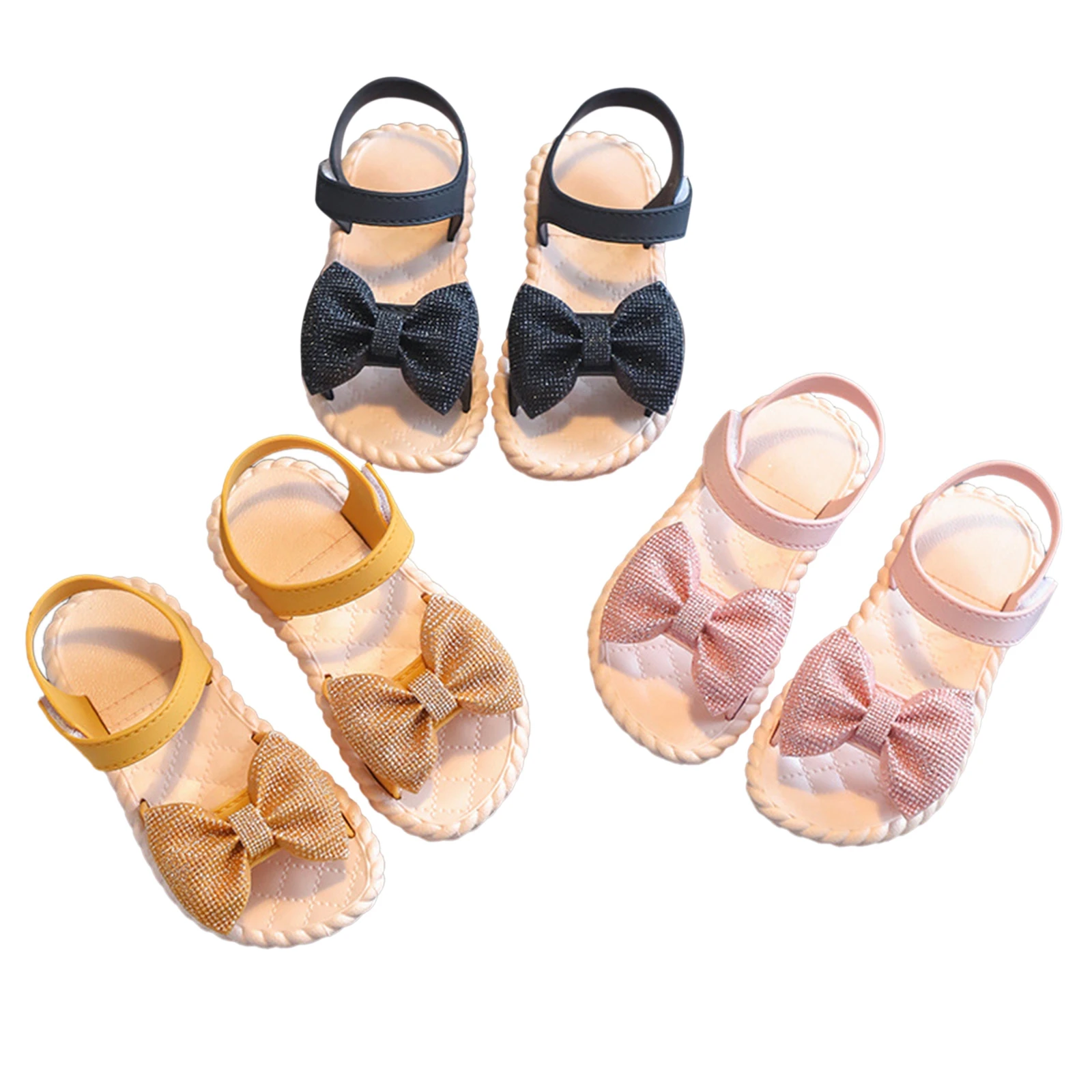 Zapatos de fiesta de princesa para niñas pequeñas, sandalias con lazo, para playa, rendimiento