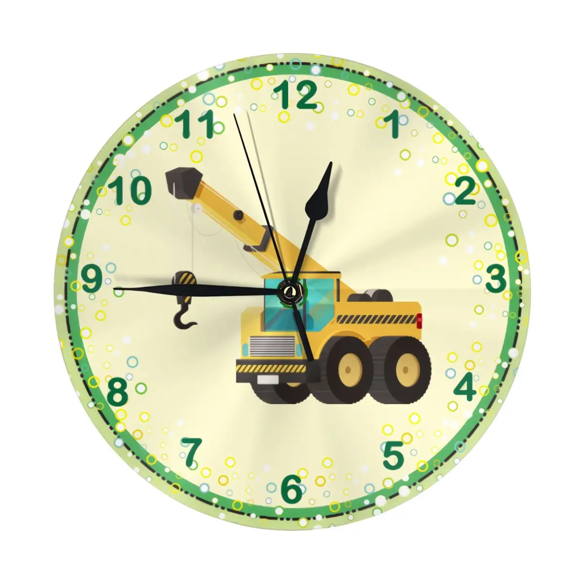 

Crane Yellow Round Wall Clock 10 Inch Silent Non Ticking Battery Operated For Living Room Kitchen Bedroom Office