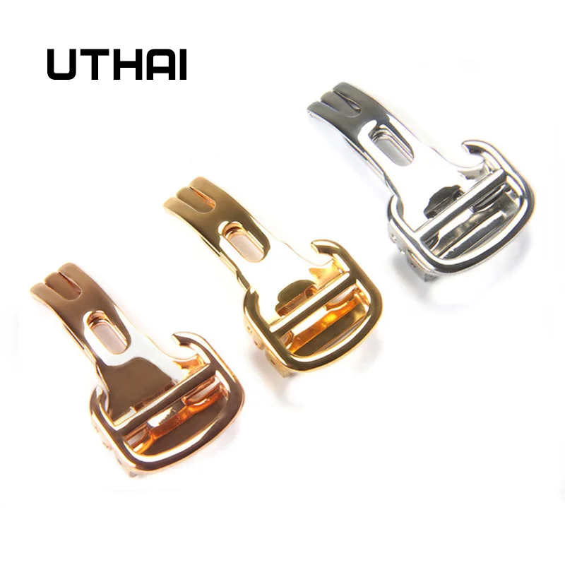 Пряжка для часов UTHAI T04 складная из нержавеющей стали с матовой бабочкой 14/16/18/20 мм