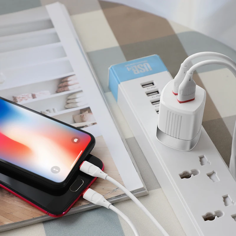 HOCO C55, 20 шт./лот,, 5 В, 2,4 А, USB зарядное устройство для iPhone 11 Xs Max, США, вилка, настенное зарядное устройство, адаптер для samsung, Xiaomi, huawei
