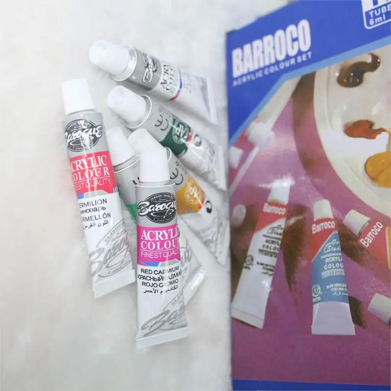 6 мл, 12 цветов, профессиональная акриловая краска s, набор, ручная краска ed, Настенная краска, текстильная краска, яркие цветные товары для рукоделия, кисть