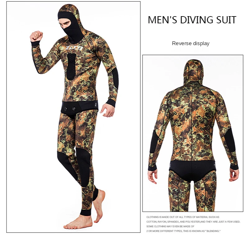 Wetsuit 3.5mm Mens  CR Neoprene Open Cell camouflage Two-piece  spearfishing diving suit winter swimsuit Unisex