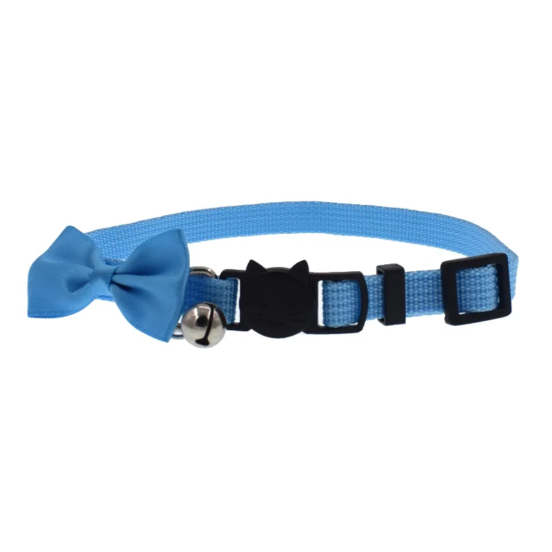 Light blue Миска для щенка галстук Колокольчик в форме животного Нейлон Собаки аксессуары розовый красный зеленый ошейник Набор домашних животных светлые кошки синий оранжевый - Цвет: Light blue