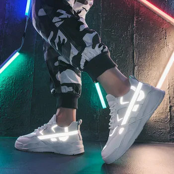 

Men's Sneaker 2019 Autumn Winter Reflective Platform Casual Walking Shoes Height Increasing Outdoor Sports Fitness Running Shoe