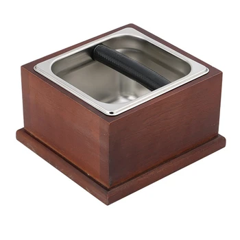 

Coffee Knock Box Stainless Steel Wood Coffee Grounds Container Box Barista Coffee Residue Bucket Grind Knocking Bucket