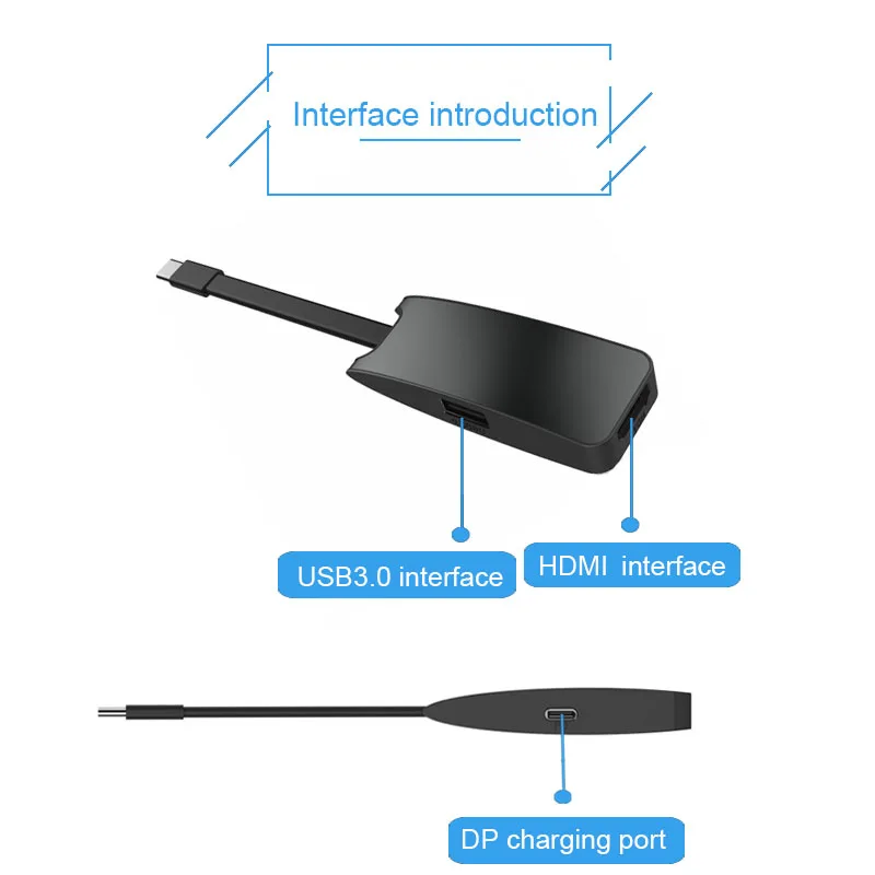 BASIX USB C hub to HDMI USB3.0 Type-C Female Adapter 3-in-1 USB-C Hub Adapter with Charging Converter for MacBook Type C HUB