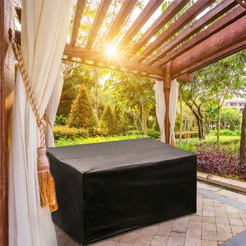 

Garden Furniture Covers Outdoor 420D Heavy Duty Oxford Polyester Rectangular Patio Table Covers Waterproof Windproof & Ant