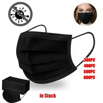 

300/600PC Disposable Face Mask Dental Industrial 3Ply Ear Loop Mouth Cover
