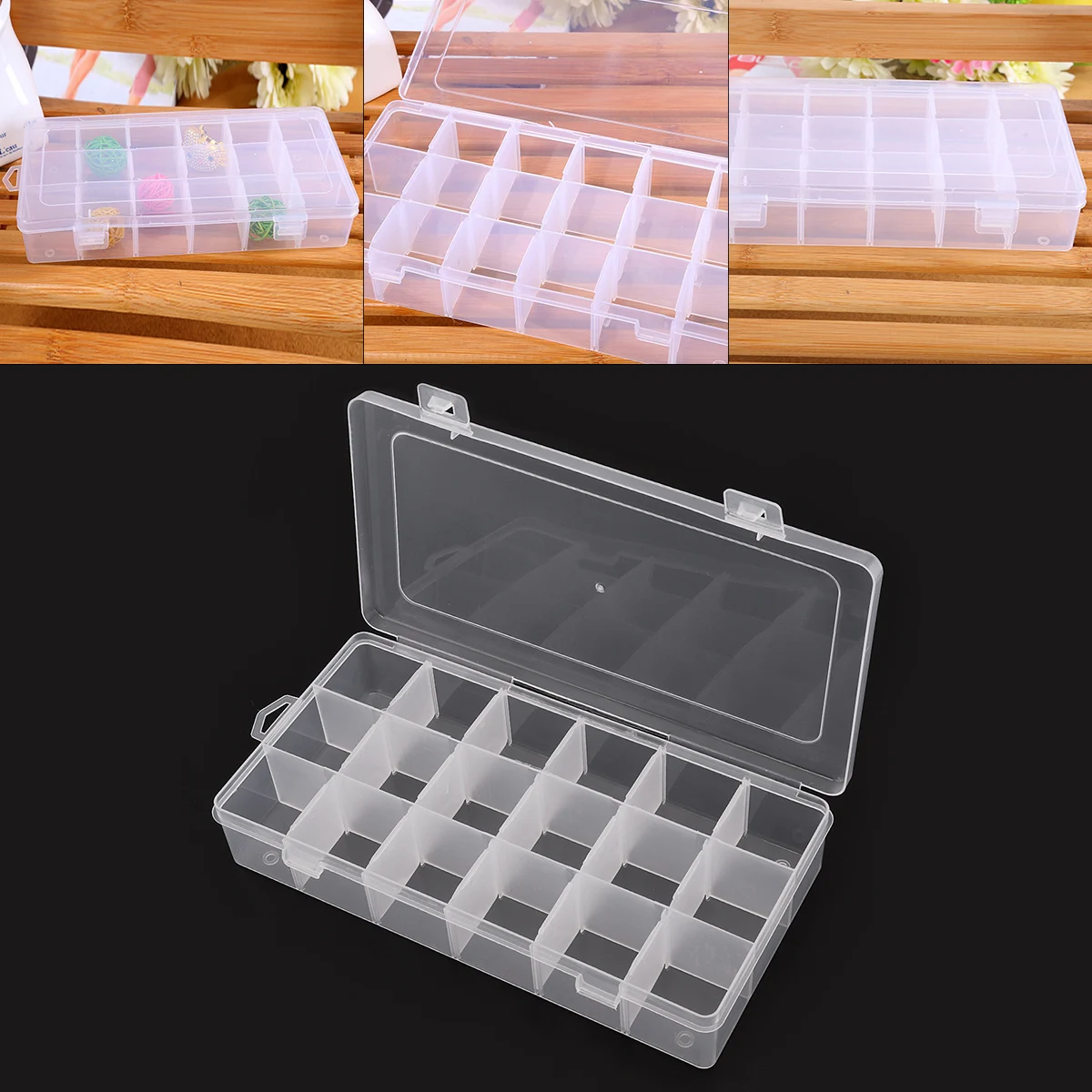 

18 Grid PP Removable Multipurpose Transparent Organizer Container Storage Box Fit for Household Daily / Cosmetic / Jewelry