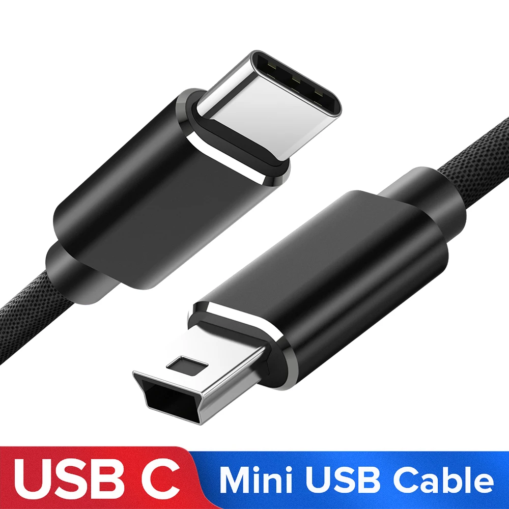 USB Type C To Mini USB Quick Charging Cable USB2.0 Charger Data Transfer Cable For Computer Synchronization Data Transmission