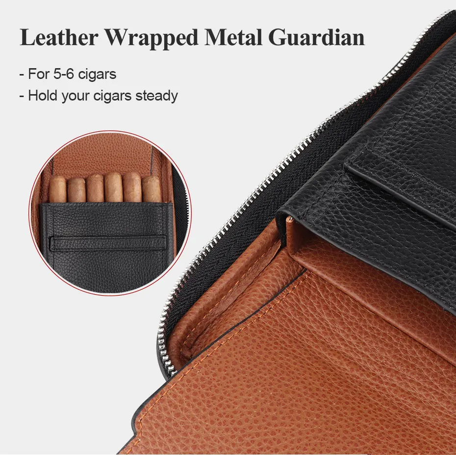 Portable Cigar Holder, Hardware Leather Cigar Case Soft Touch