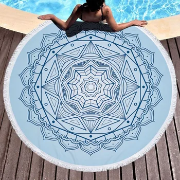 

Microfiber round Beach Towel Bath Towel Mandala Printed Webbing SU 150cm Adult Colorful Quicksand Pattern