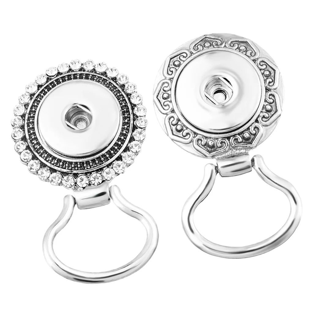 2pcs Silver Snap Button Magnetic Glasses Brooch Pins Holders Set