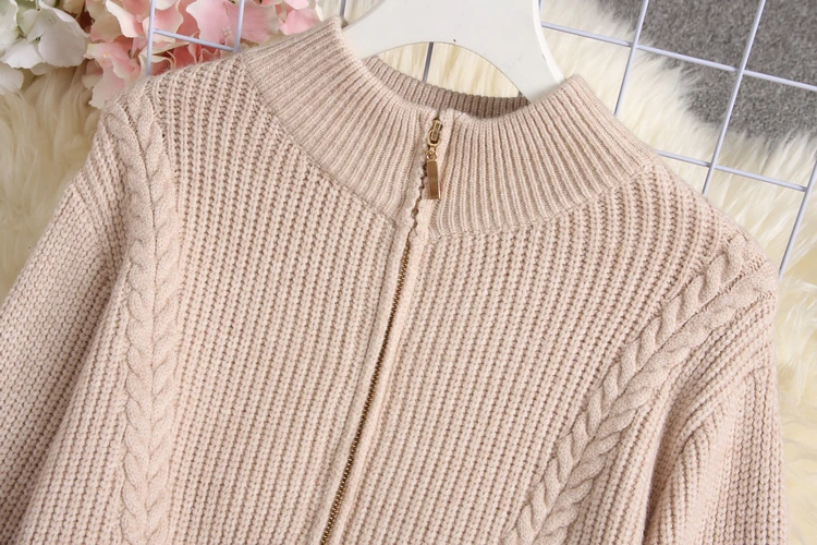ALPHALMODA, новинка, женские вязаные брюки, свитер, костюмы на молнии, витой кардиган+ штаны, женский зимний модный вязаный костюм