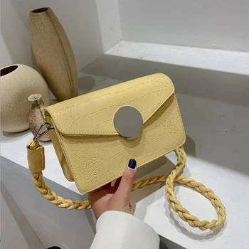 

New Knitting Double Strap Shoulder Bag Fashion Handbag Designer Crossbody Bags for Women PU Leather Ladies Luxury Hand Bags