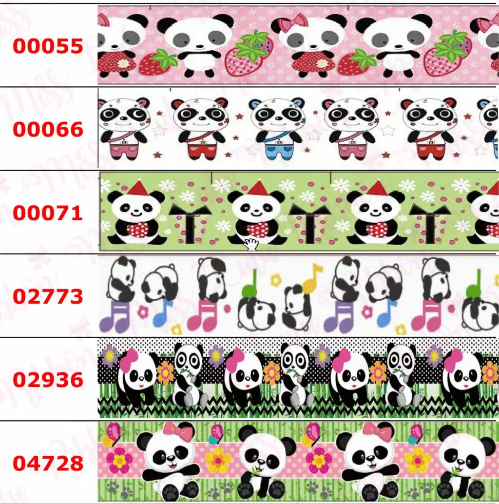 16mm-75mm Cartoon Panda Printed Grosgrain/Elastic Ribbon Love Heart DIY Valentines Day Decor Hair Bowknot 50yards/roll