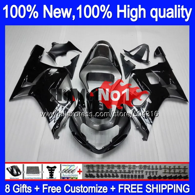 Средства ухода за кожей для SUZUKI GSXR 600 750 CC GSXR600 2001 2002 2003 14MC. 71 GSXR750 GSX-R600 01 03 GSXR-600 K1 01 02 03 серого и черного цветов, обтекатель