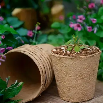 

50PCS Plant Peat Pot Creative Round Natural Seed Starter Pot Plant Starting Pot