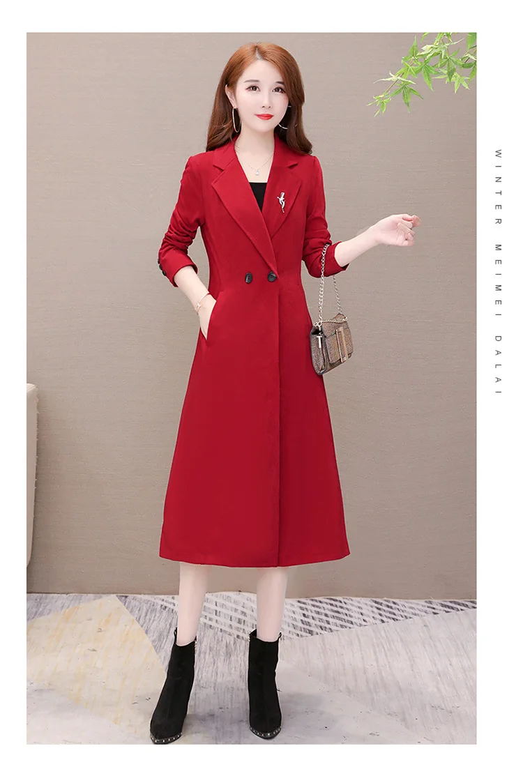 Lady Tall Trench Coat Women's Autumn Fashion Glorious Trend Mid-length Spring And Autumn Coat Thin Vertical Sense of Fashio