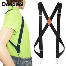 Deepeel 1pc 2.5*125cm Men's Polyester Elastic Wide Suspenders Adjustable 2 Clip Belt Unisex X Type Suit Decorative Straps SP061