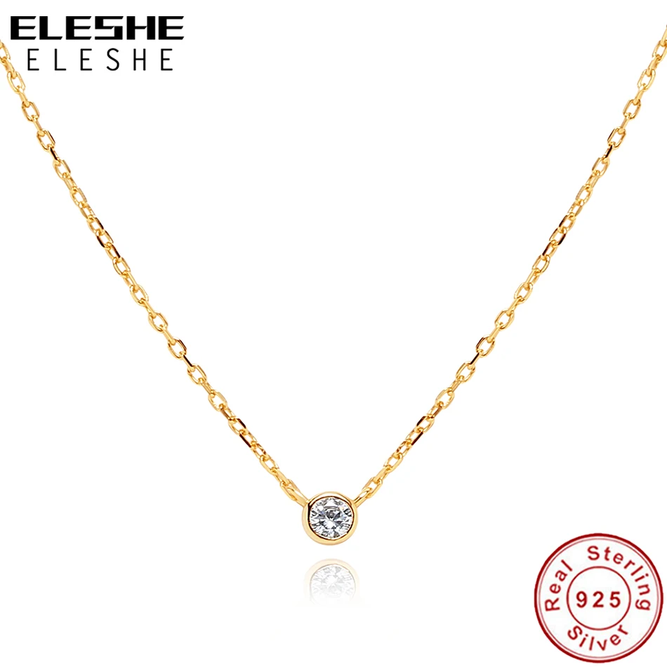 ELESHETinyCZSmallRoundNecklacePendantForWomen100925Sterling