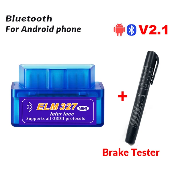 OBD2 Мини elm327 OBD 2 V2.1 Bluetooth elm 327 OBD2 диагностический инструмент автомобильные аксессуары OBDII сканер для Android/Symbian/pc - Цвет: ELM327 BT with Brake