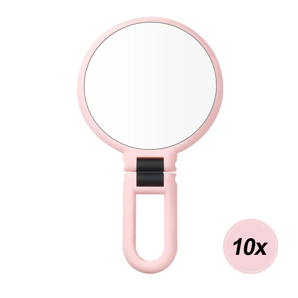 Pink 10 Times ABS косметическое складное мини портативное практичное зеркало для макияжа подарок 10X увеличительное домашнее прозрачное настенное крепление двухстороннее - Цвет: Pink 10 Times
