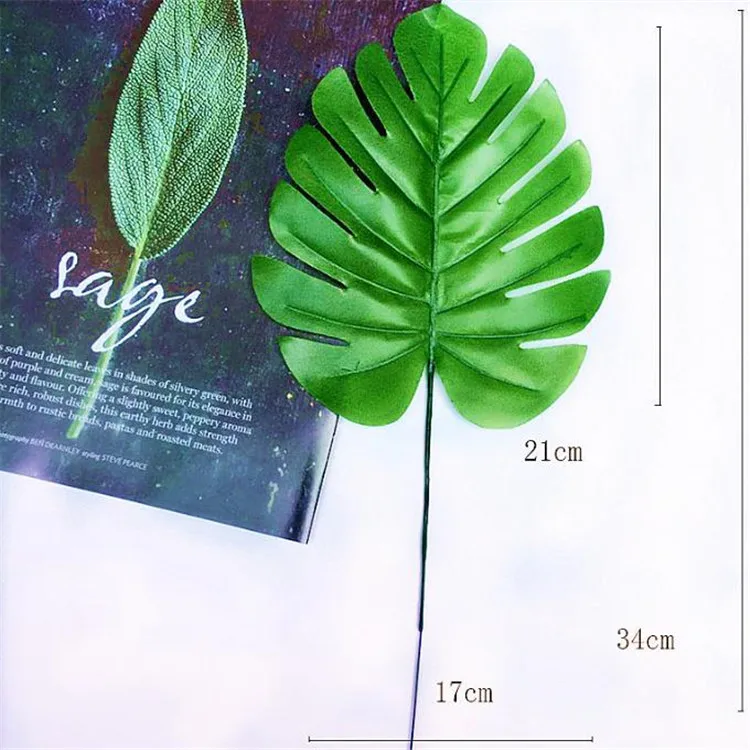 100 шт/партия Поддельные одноствольные Monstera лист моделирование зелени для икебана Свадебные фоновые декорации 2 цвета