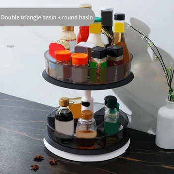 

2 Tier Spinning Shelf Turntable Organizer Raised Edge Pantry Round Food Storage Container Lazy Susan Cabinet For Spices