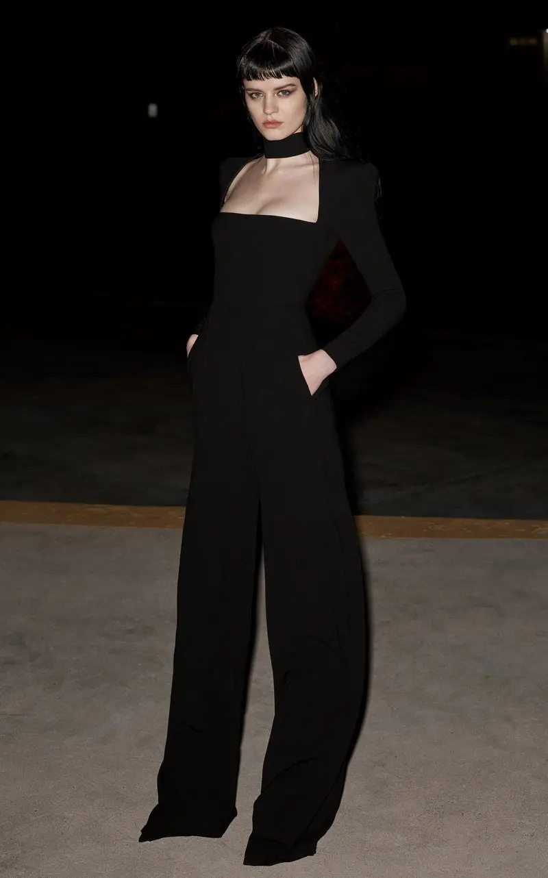 

2018 New Summer Bandage black strapless long sleve Vestido Strapless Black Long Pants Celebrity Evening Party Jumpsuits