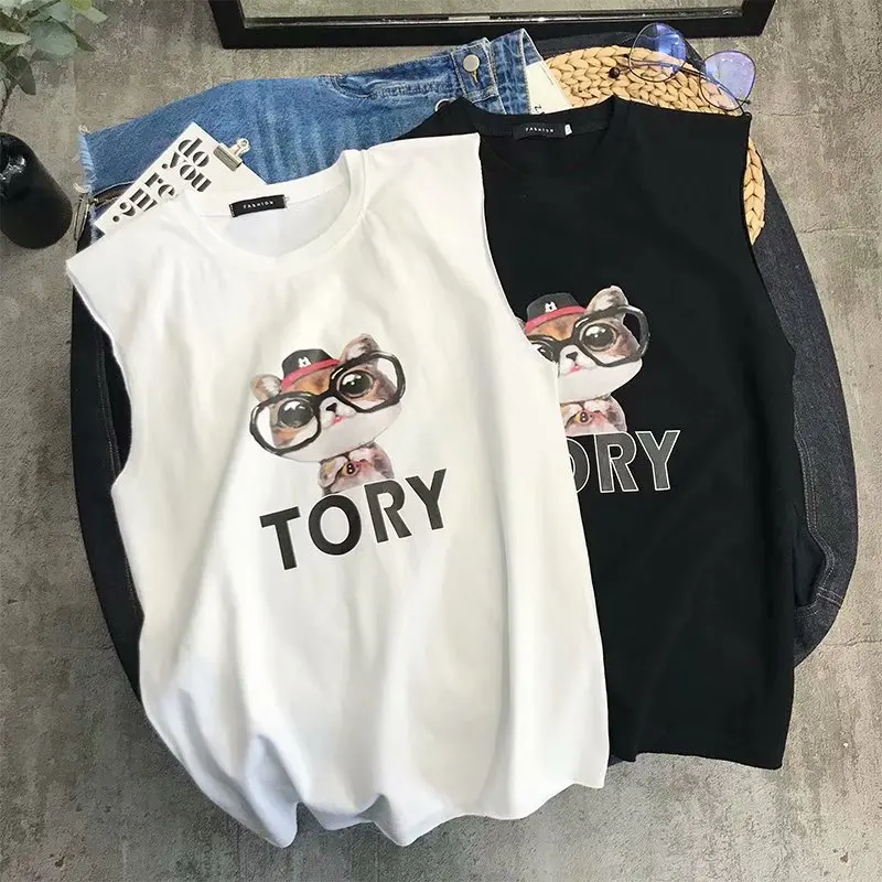 

Summer Hong Kong Style Sports Loose-Fit Vest Waistcoat Men's Korean-style Popular Brand Hip Hop Sleeveless T-shirt Men's Hurdle