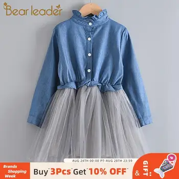 

Bear Leader Girls Party Dress 2020 New Fashion Patchwork Dress Girls Mesh Outfits Long Sleeve Children Clothing Kid Vestidos