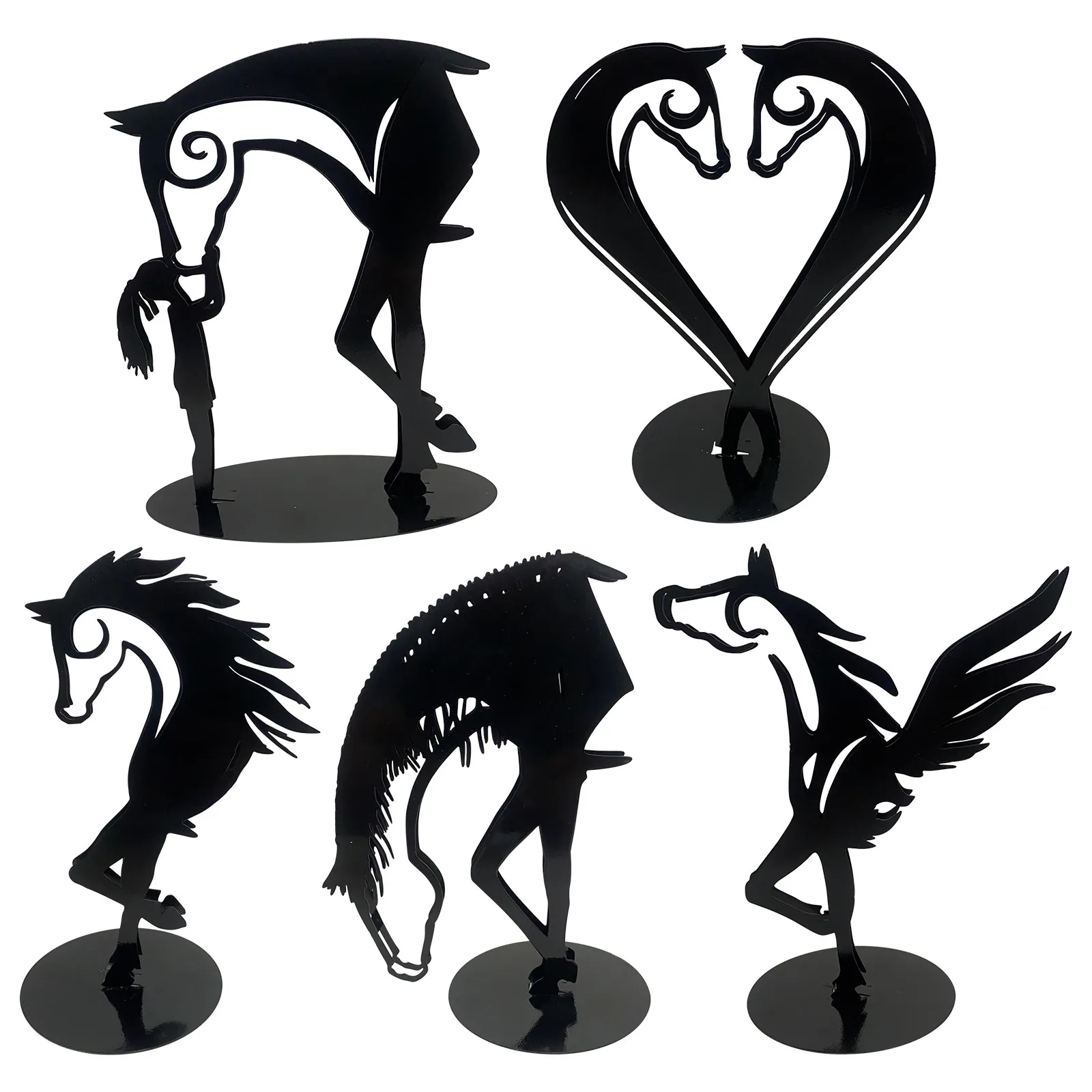 Kiss Horse Sculpture Modern Statue Rustic Metal Art Men Gift Horse Home