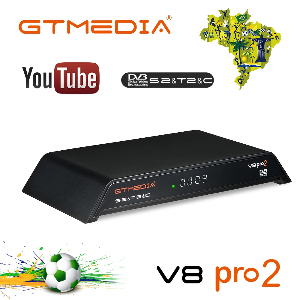 

Gtmedia V8 Pro2 DVB-S/S2/S2X,DVB+T/T2/Cable(J83.A/B/C)/ISDBT bulit in WIFI Support Full PowerVu, DRE &Biss key