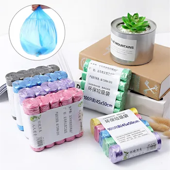 

5 Rolls 100PC Trash Bags Durable Disposable Plastic Household Kitchen Trash Bags Plastic Bag Garbage Bags#30