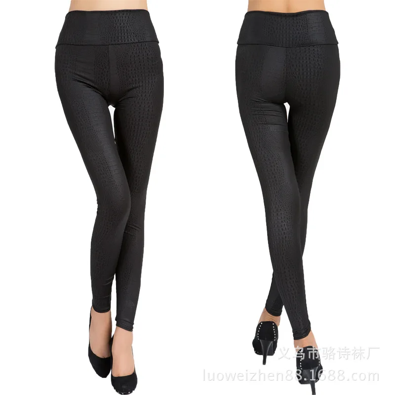 

2020 Europe And America New Style High-waisted Fashion Snakeskin Joint Capri Pants Classic Creative-Women's Outer Wear Leggings