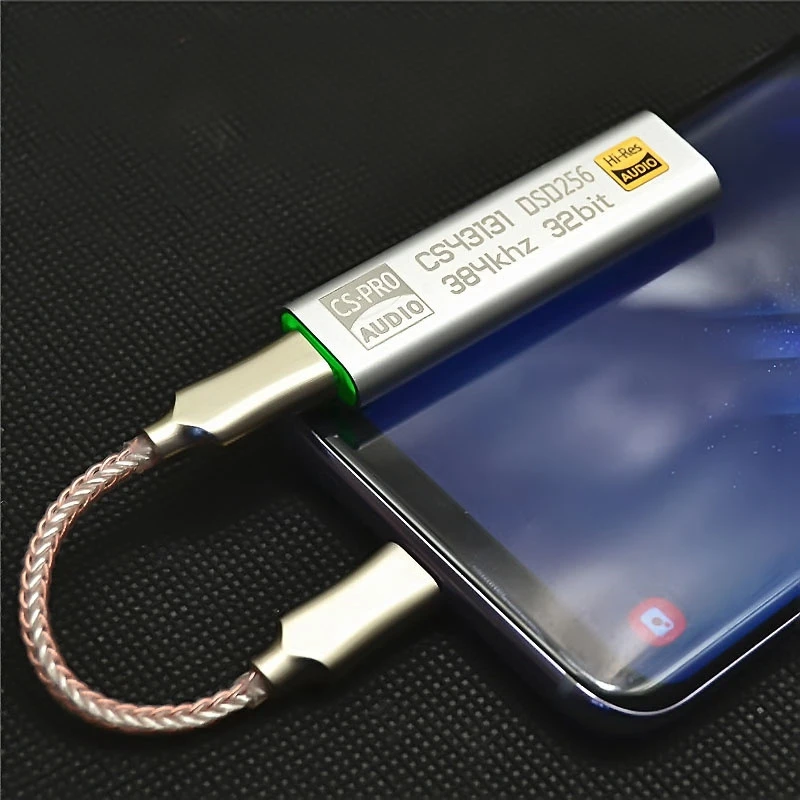 Audio Adapter TYPE C to 3.5MM DSD256 for Android Headphone Amplifier Adapter DAC Portable USB Cirrus Logic Hifi for Ios Win10 PC